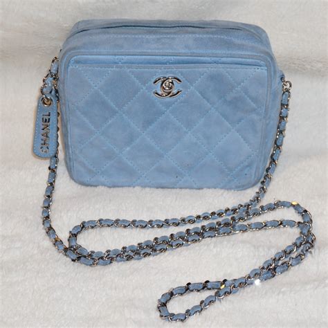 chanel blue suede bag